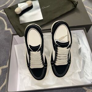 Rick Owens Black and Cream Sneakers